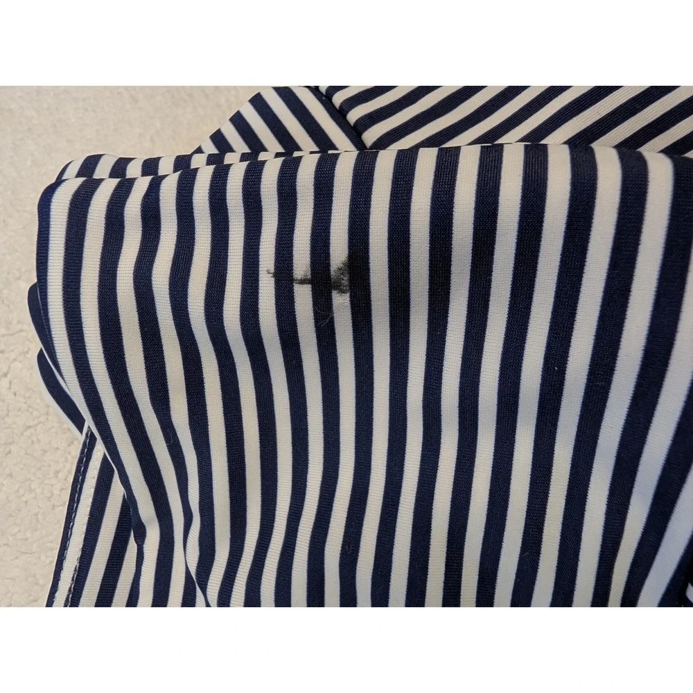 Lands End Navy White Striped High Waist Bikini Set M 10-12 Lycra Xtra Life NWT